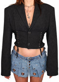 Cropped Blazer with a drawstring waist