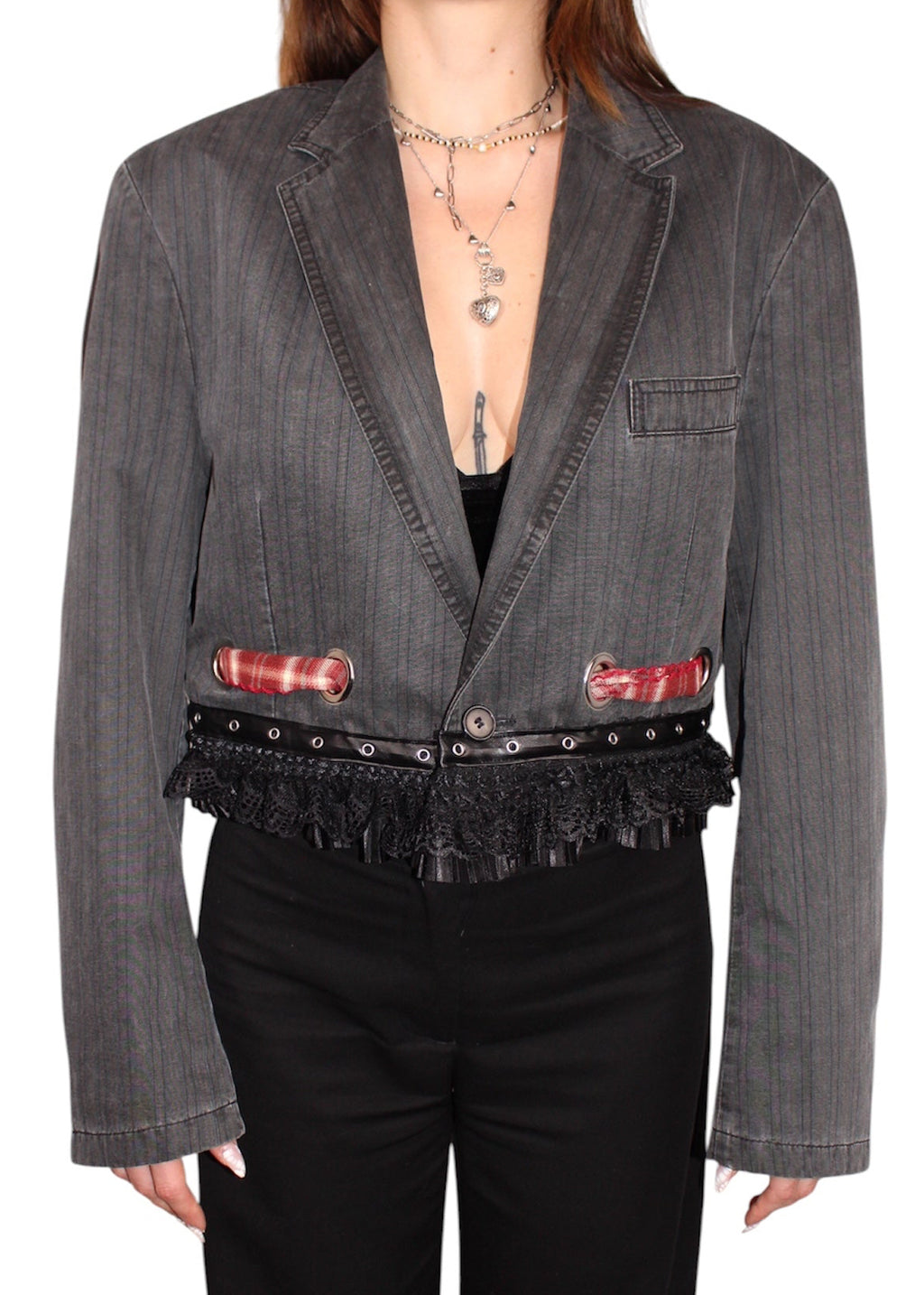 Cropped Blazer with lace