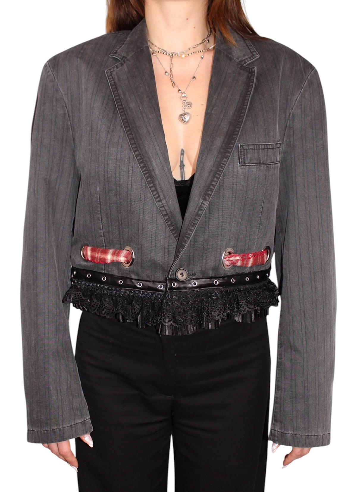 Cropped Blazer with lace