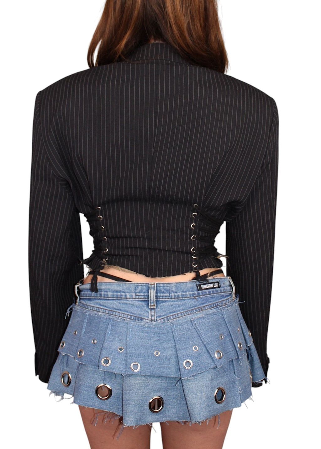 Cropped Blazer with a drawstring waist
