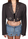 Cropped grey Blazer with Silver Details