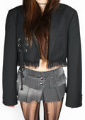 Cropped Blazer with Ruffles