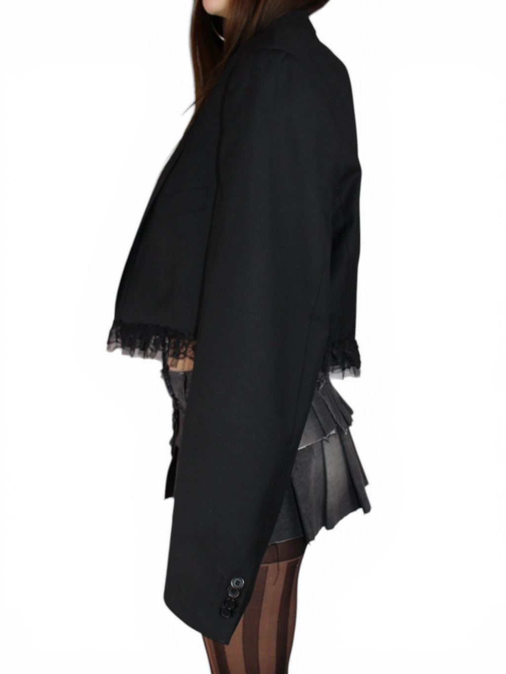 Cropped Blazer with Ruffles