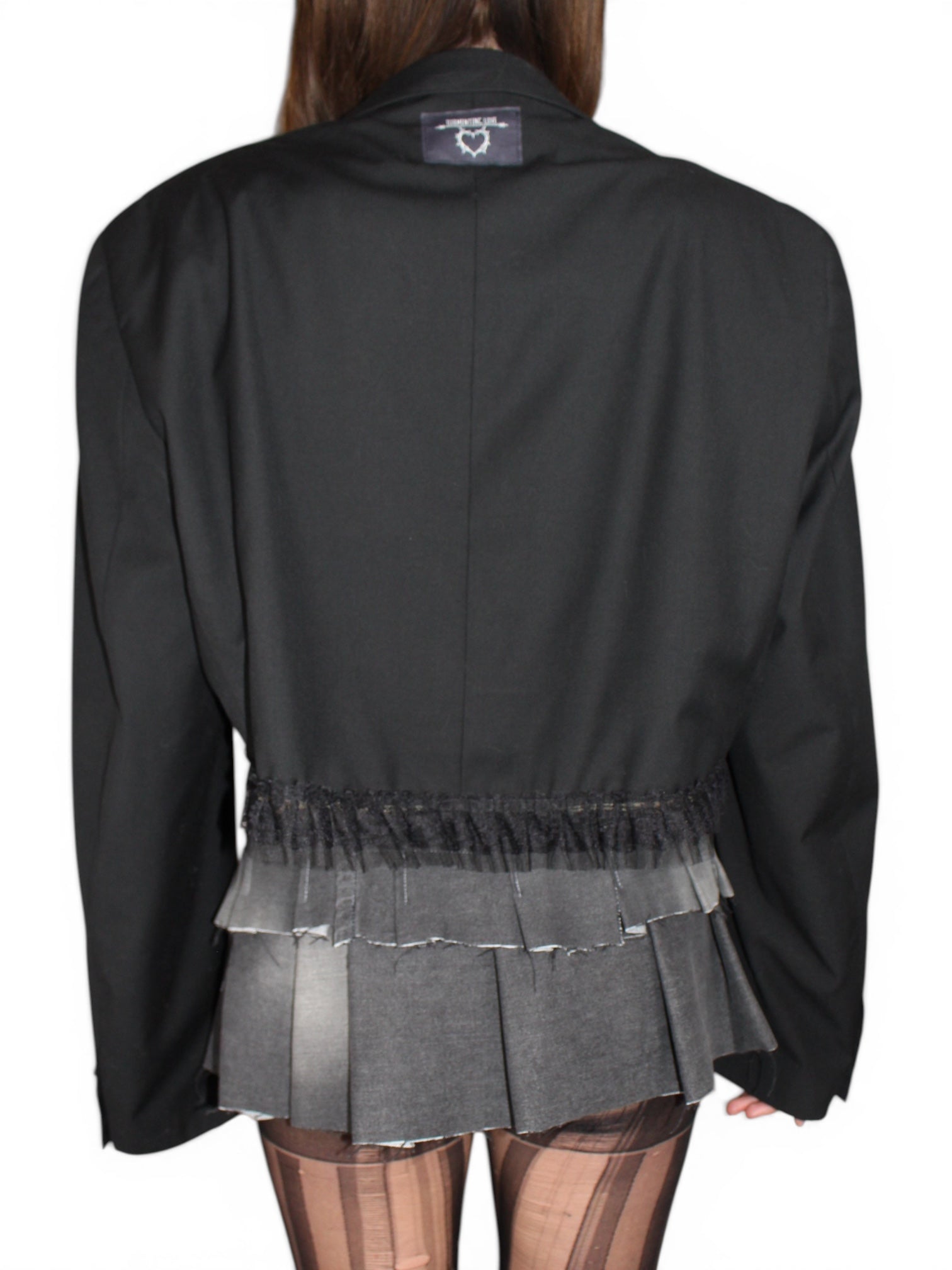 Cropped Blazer with Ruffles