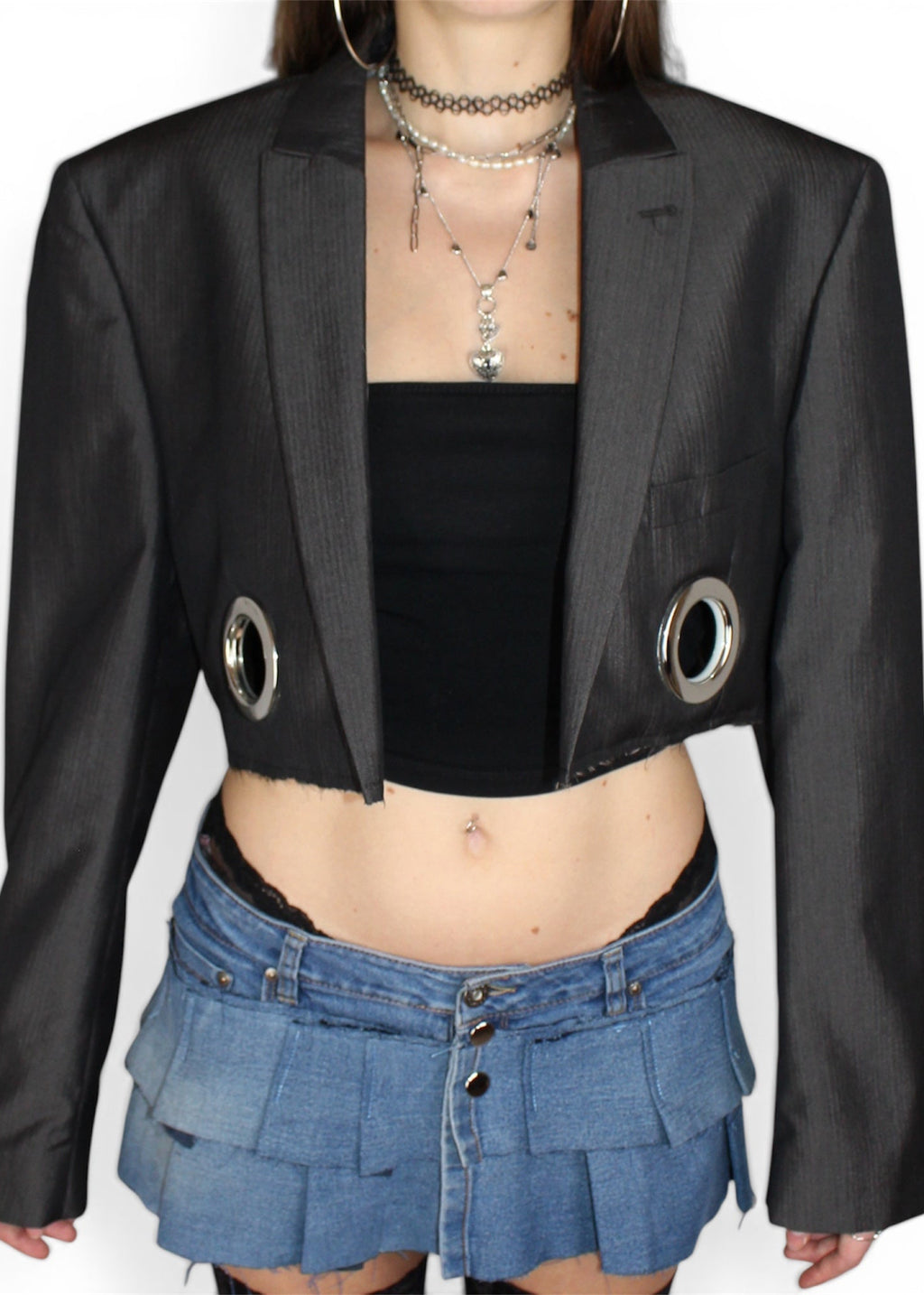 Silver/Grey Cropped Blazer
